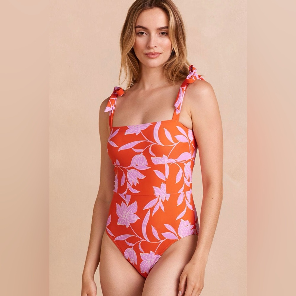 Summersalt Orange and Pink Floral One Piece